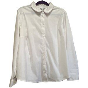 Women's Time & Tru Button-Down White Blouse Polyester Blend Size XXL(20)